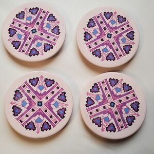 VINTAGE 4 PIECE COASTERS. AZTEC SOUTHWEST. TERRACOTA. 1980/1990.